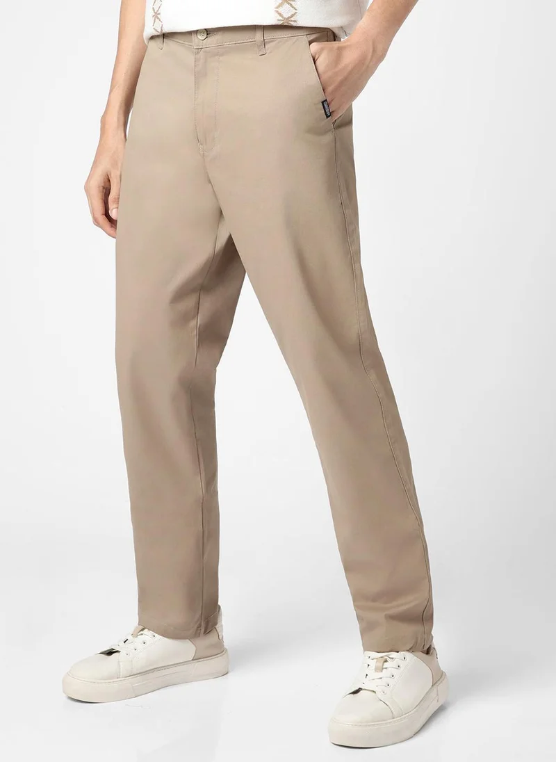 Urbano Fashion  Urbano Fashion Men's Taupe Brown Cotton Regular Fit Casual Chinos Trousers Stretch for Men | Best Price UAE